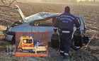 Bódult sofőr Renaultja borult fel a 87-es főúton, Csempeszkopács közelében - videó